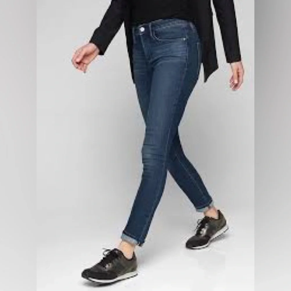 Athleta Sculptek Skinny Dark Wash Jeans stretchy pants 5 Pockets Size 12